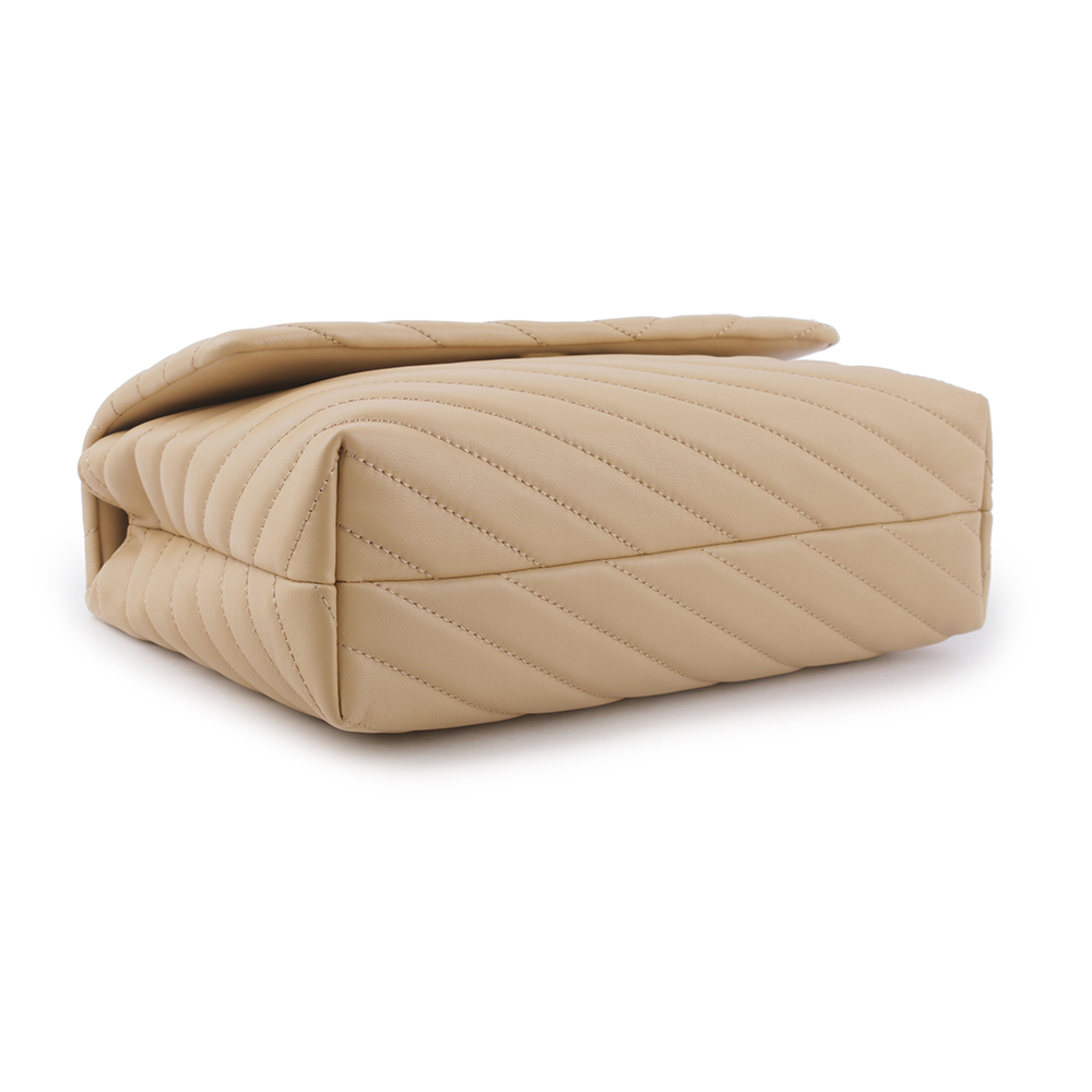 【TORY BURCH】Kira 縫線設計翻蓋肩背/斜背鍊包(沙漠色) 90446 251