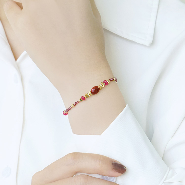 ｜健康｜梔子花祝福 – 紅花碧玉 – 手鍊