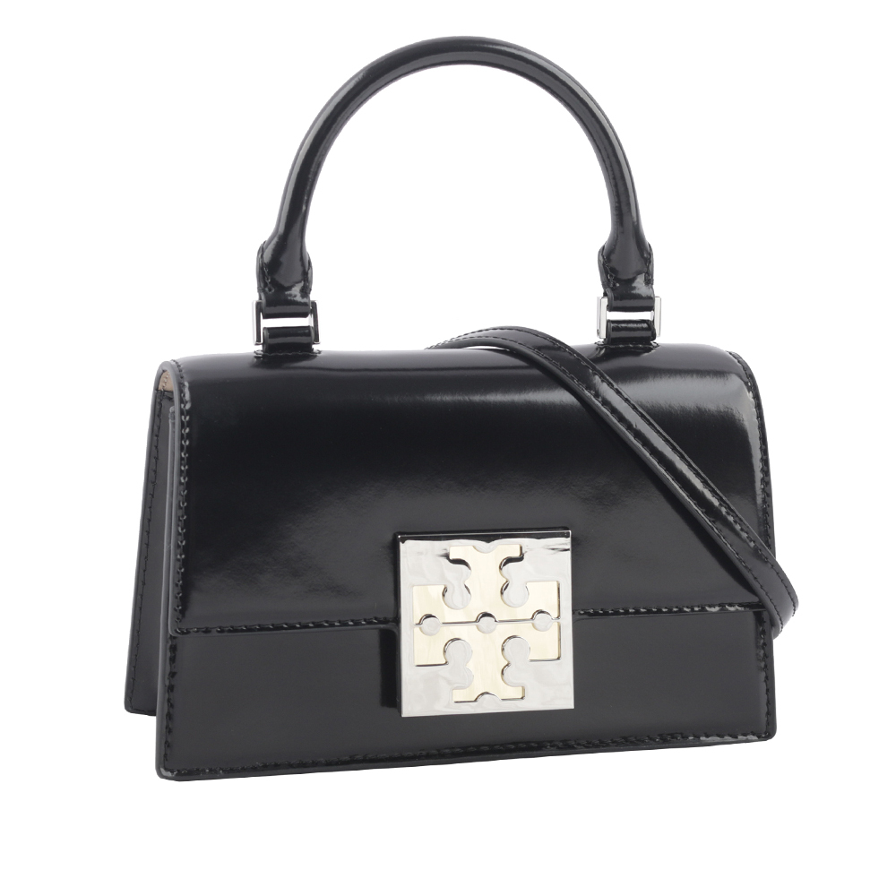 【TORY BURCH】Bon Bon 平滑牛皮迷你翻蓋手提/斜背二用包(黑色) 148865 001