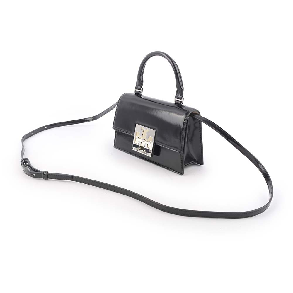 【TORY BURCH】Bon Bon 平滑牛皮迷你翻蓋手提/斜背二用包(黑色) 148865 001