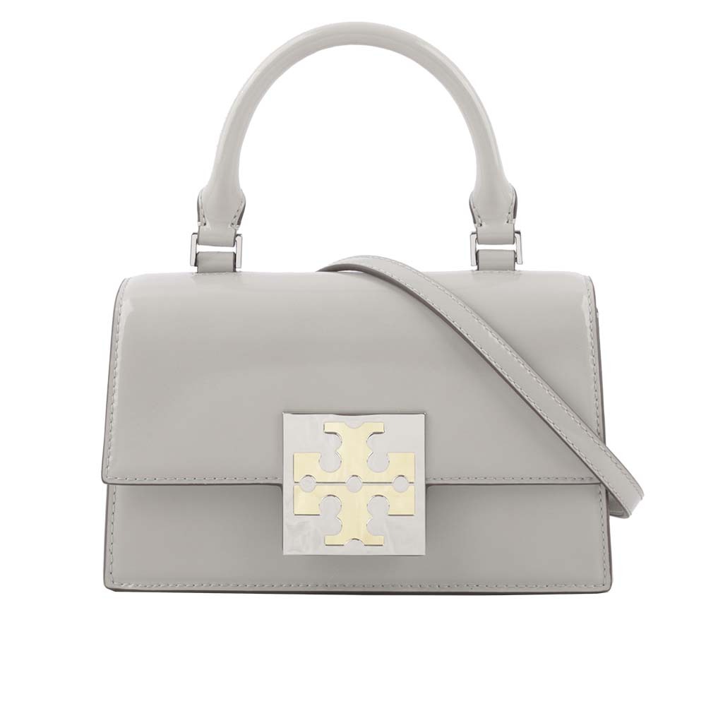 【TORY BURCH】Bon Bon 平滑牛皮迷你翻蓋手提/斜背二用包(雲灰色) 148865 020