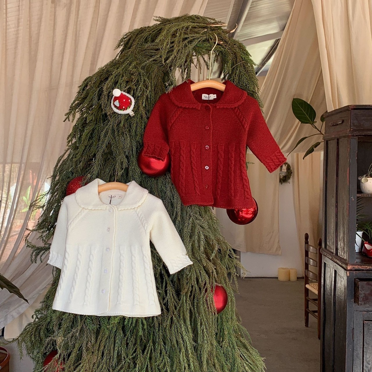 麻花領子針織洋裝