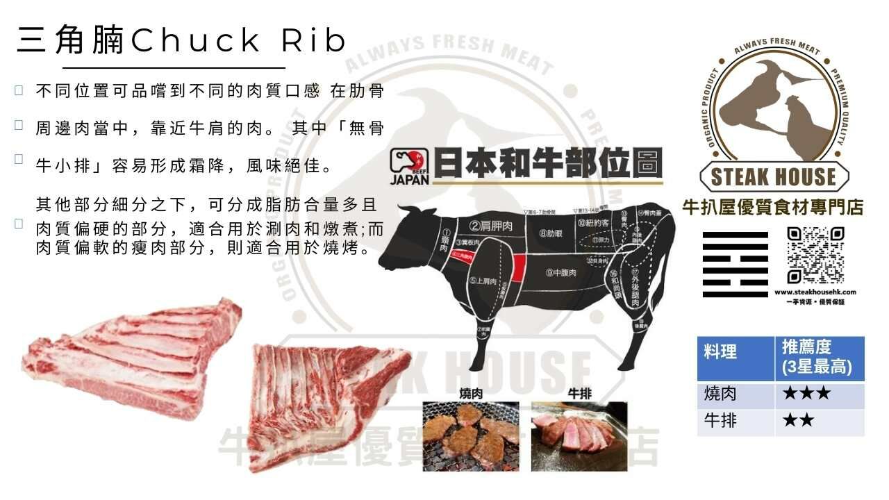 三角腩-chuck rib-日本和牛部位圖-燒肉-牛扒