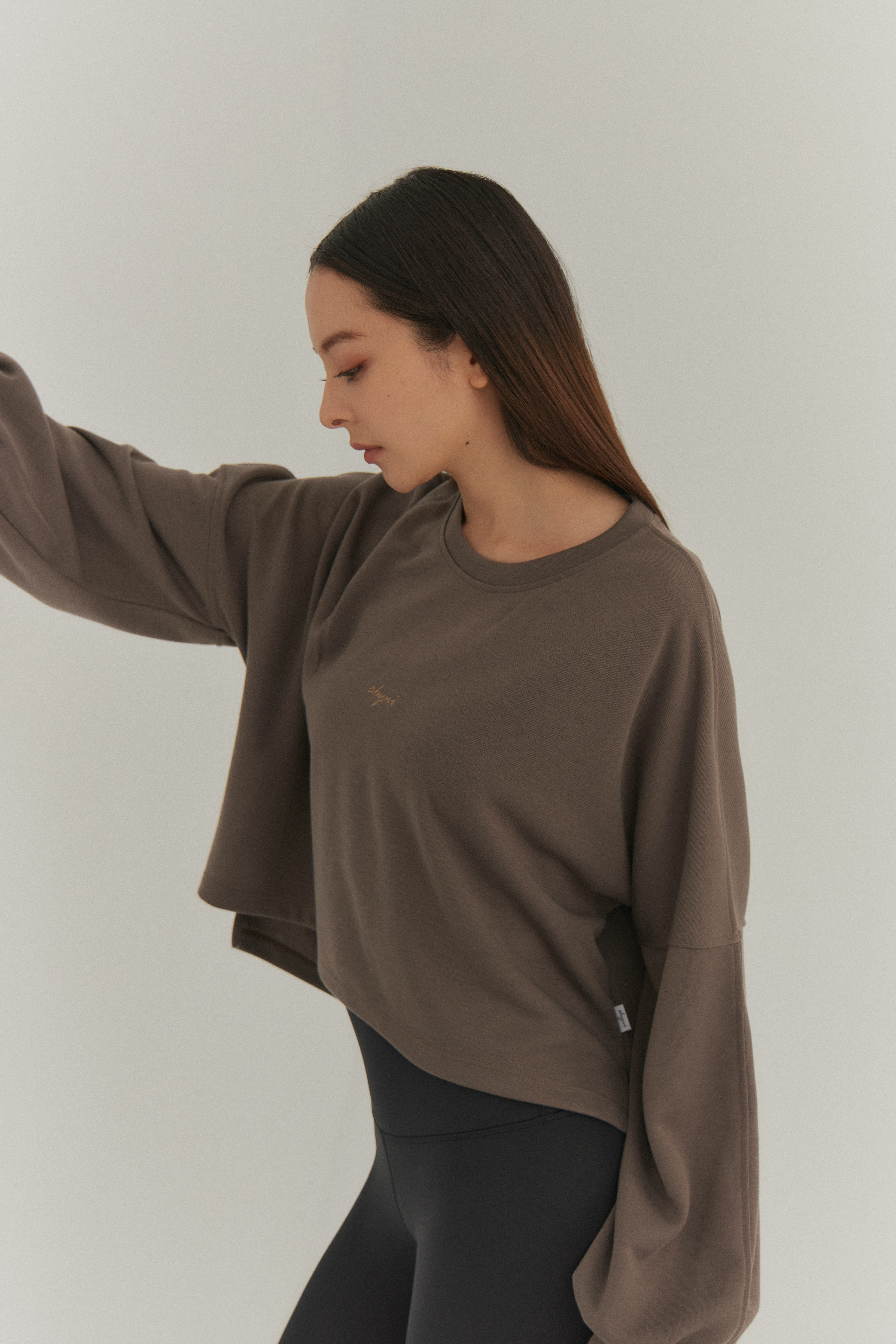 澎澎袖打摺上衣- 咖啡