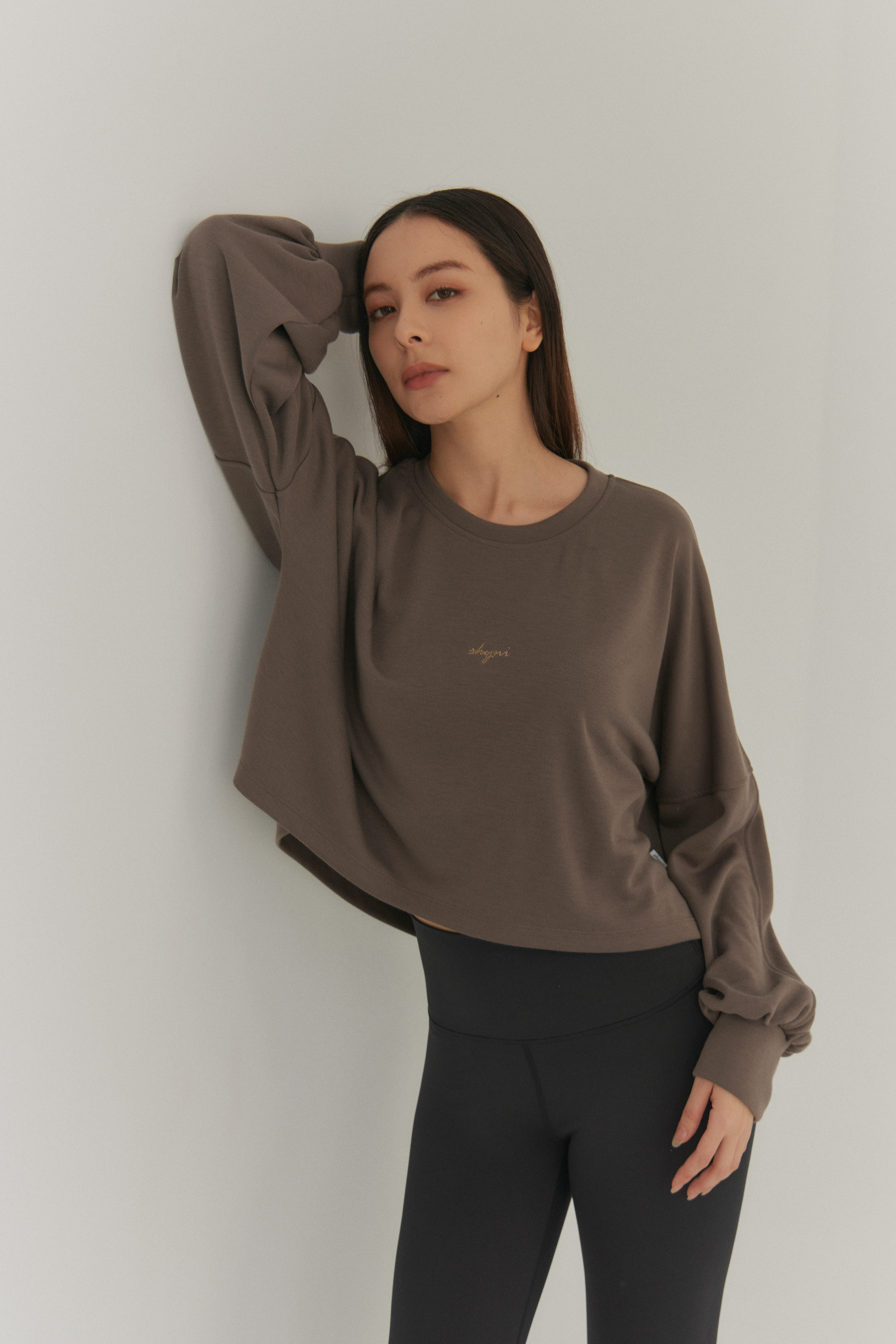 澎澎袖打摺上衣- 咖啡