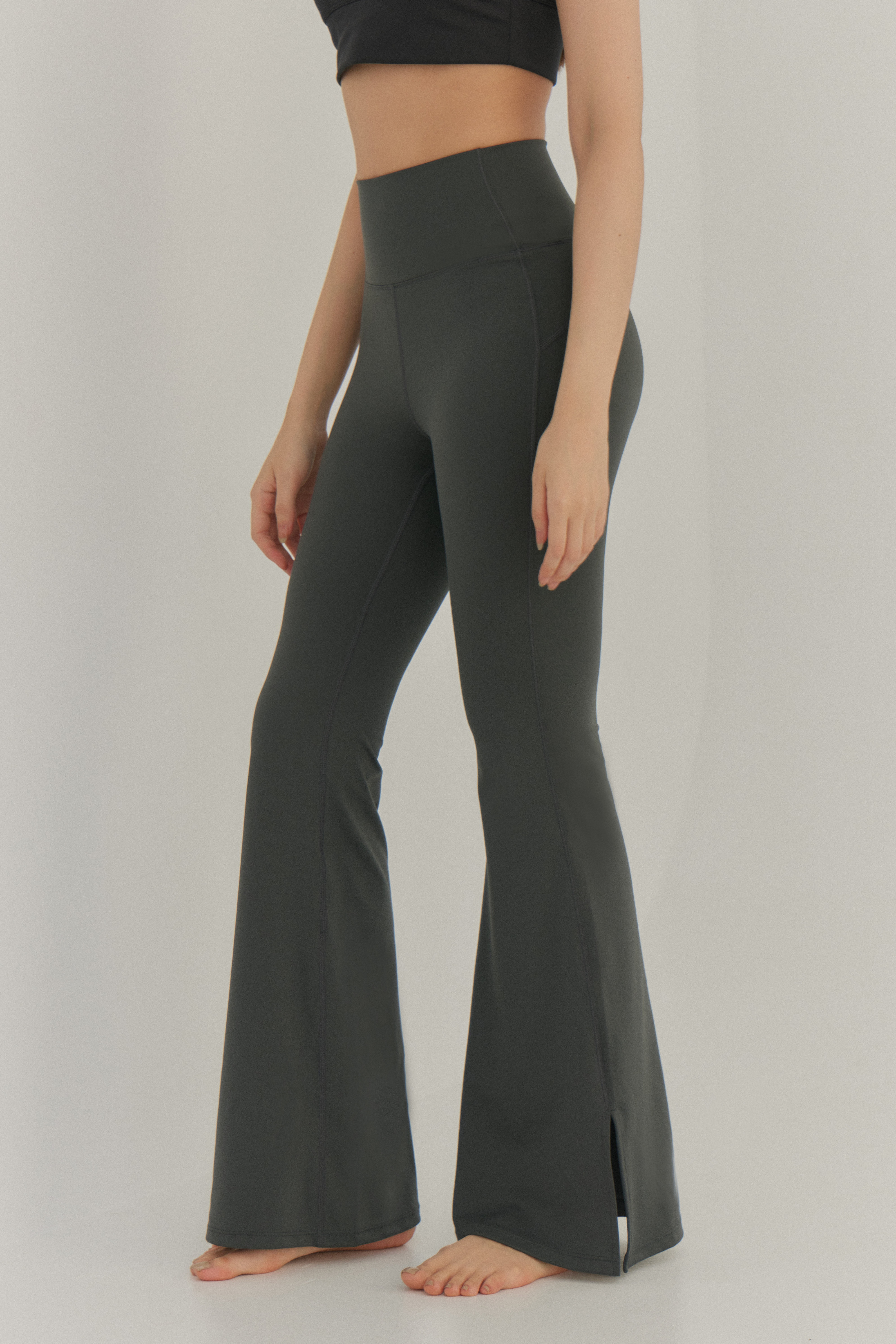 Shyni Split Pants 修身喇叭褲- 墨綠