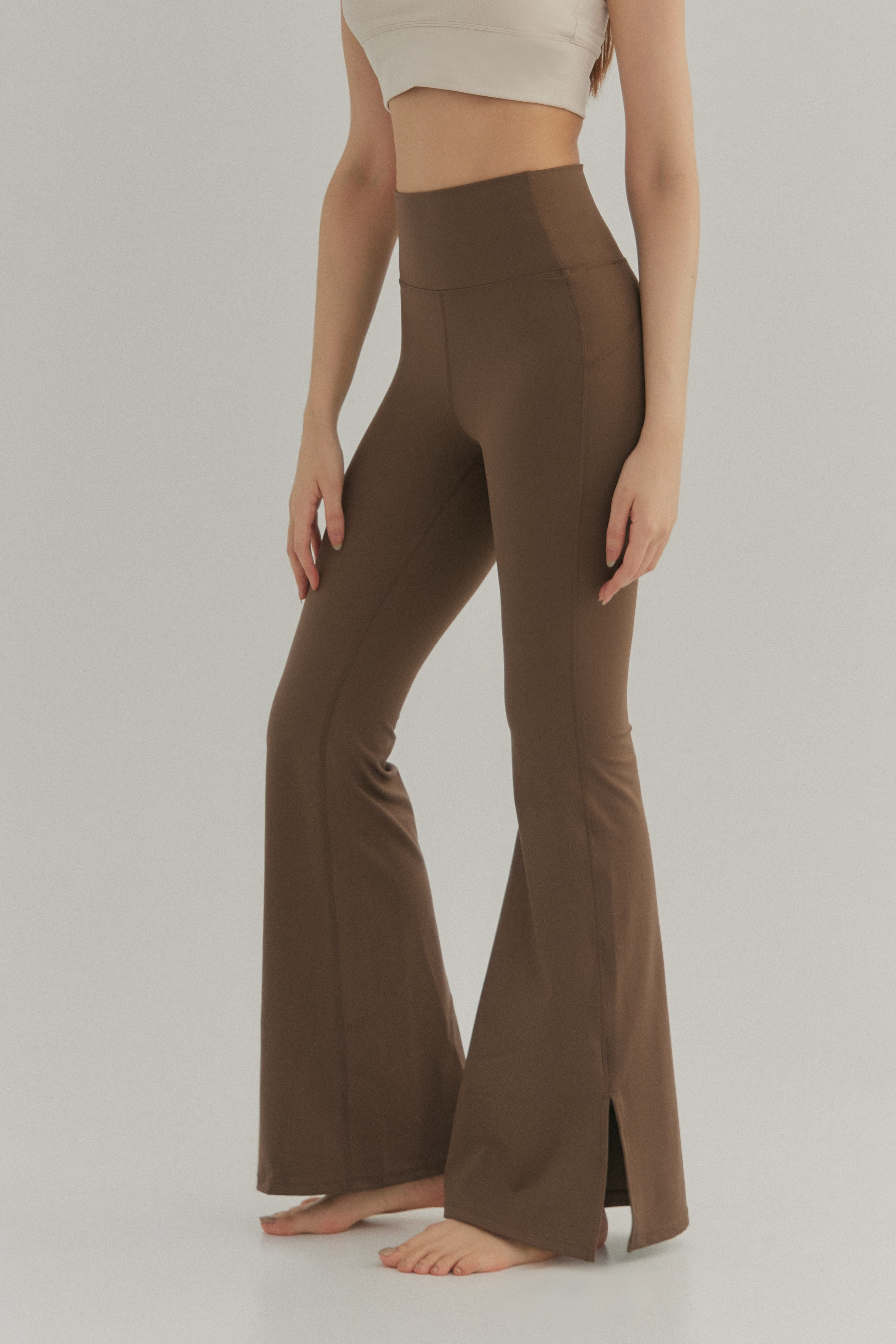 Shyni Split Pants 修身喇叭褲- 咖啡