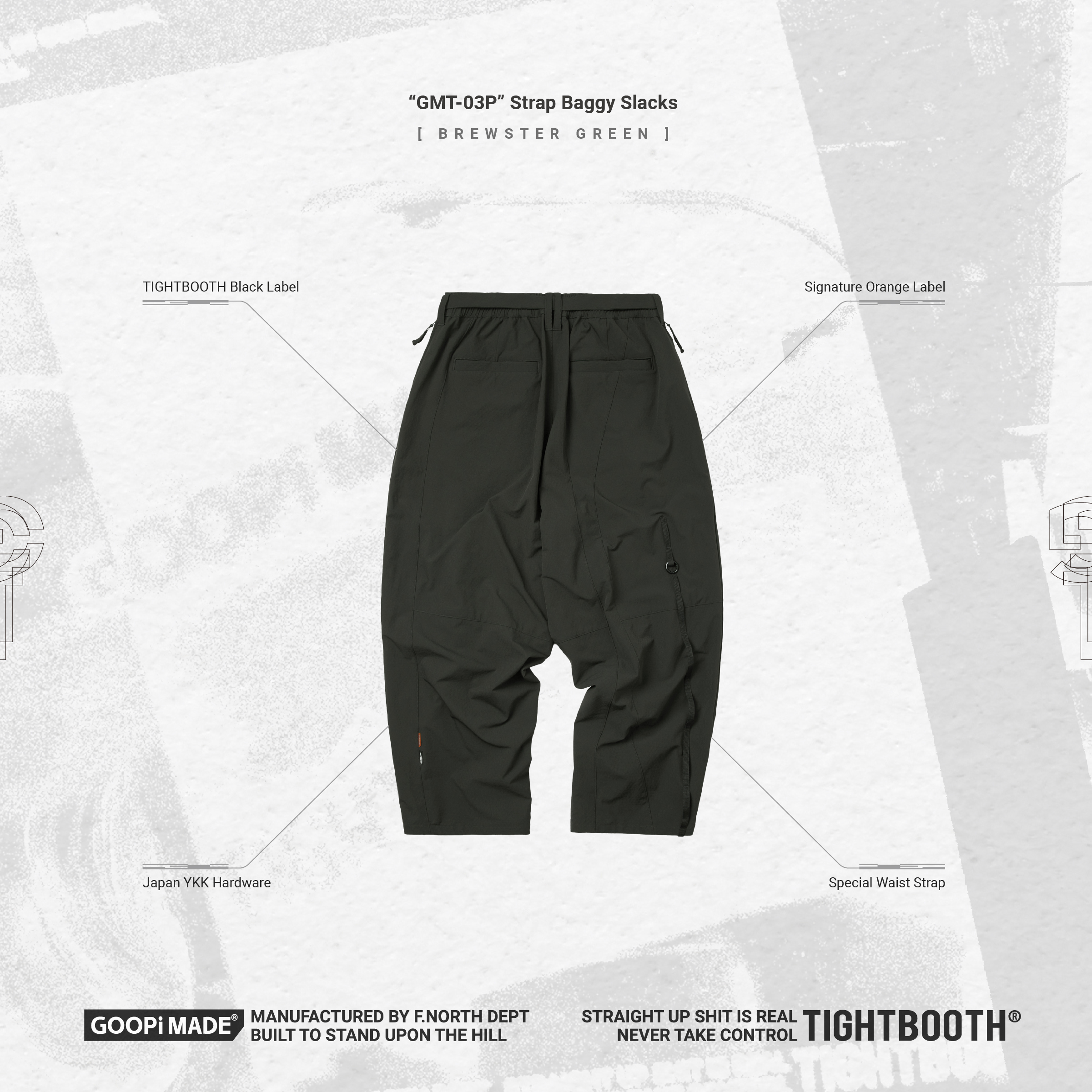 GMT-03P” Strap Baggy Slacks - Brewster Green GMT-03P” Strap Baggy Slacks - Brewster Green