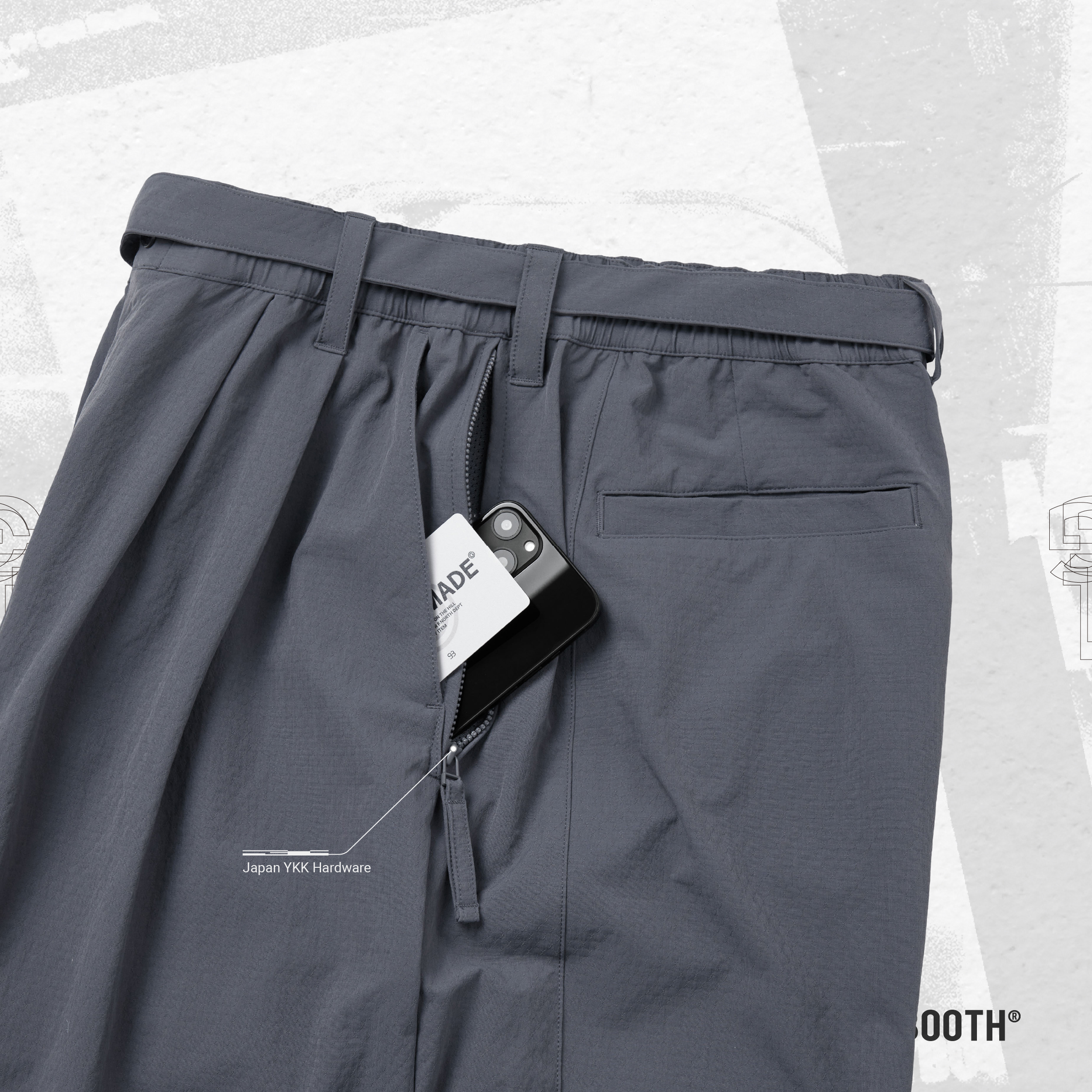 GMT-03P” Strap Baggy Slacks - Gray GMT-03P” Strap Baggy Slacks - Gray