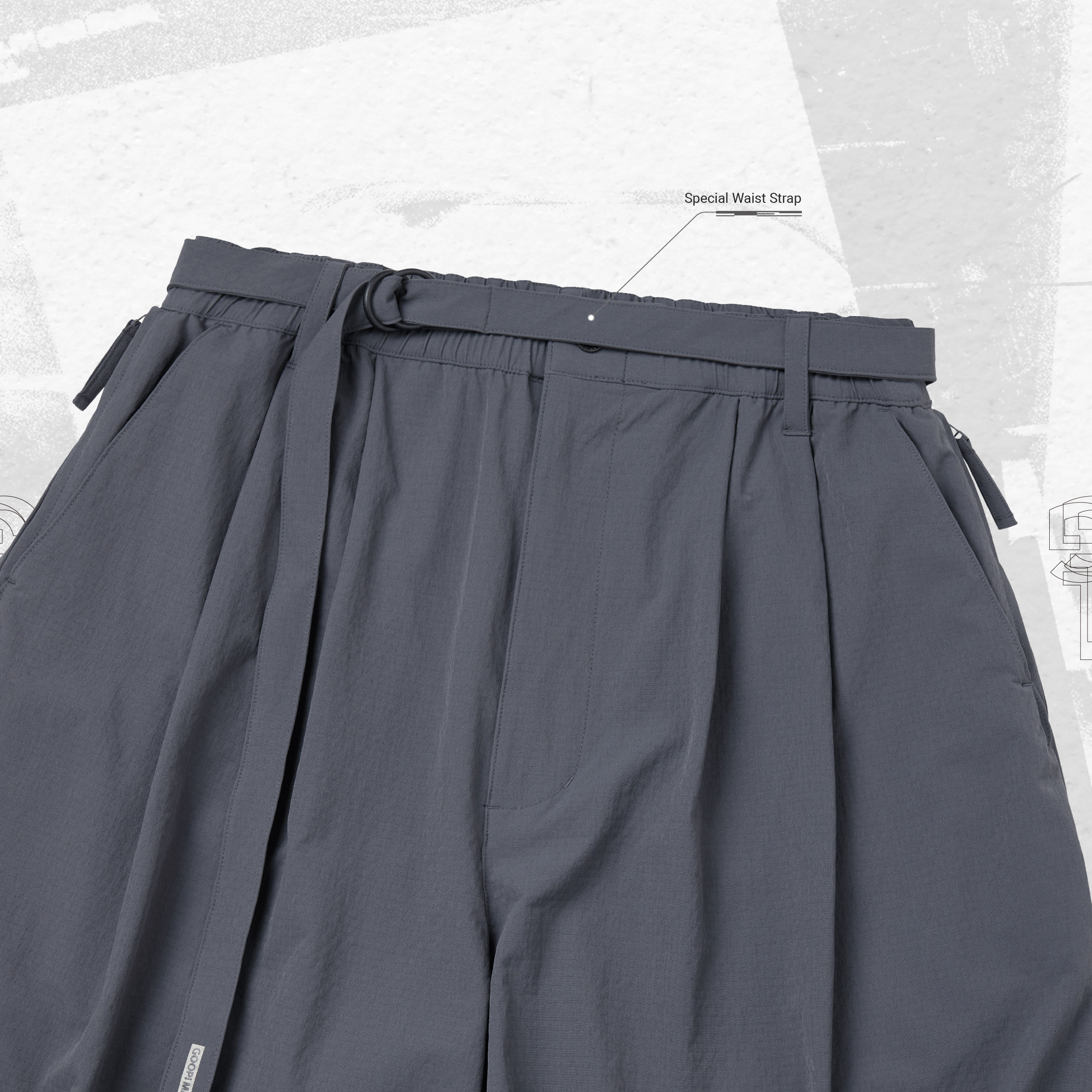 GMT-03P” Strap Baggy Slacks - Gray