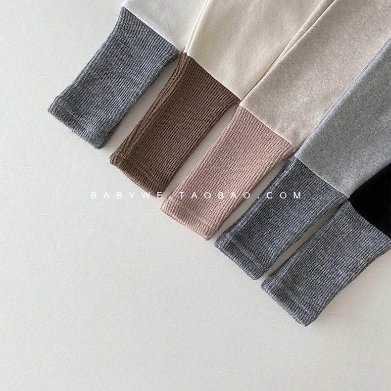 加絨！純棉拼接螺紋內搭褲