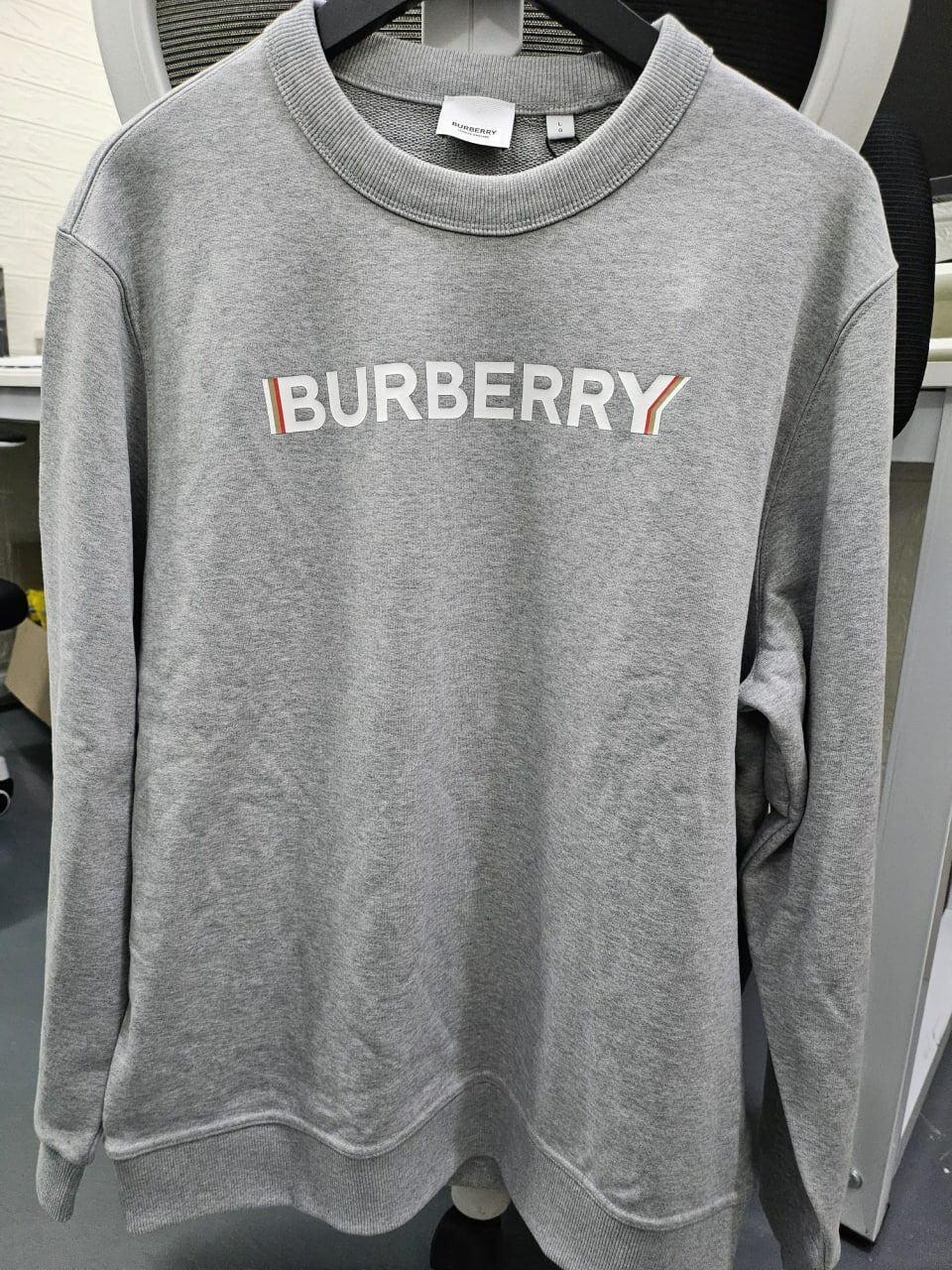 [S] BURBERRY LOGO PULLOVER,PALE GRAY MELANGE, 140461A2142-PALE GRAY MELA (SB84)