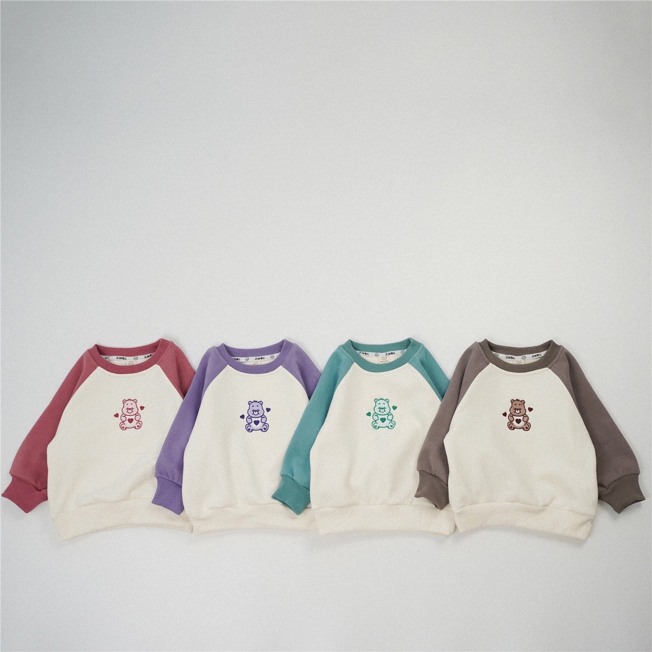 純棉拼接加絨糖果熊上衣