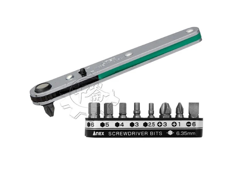 ＊中崙五金【附發票】(日本製) ANEX 超薄棘輪起子扳手 直型 NO.425-9B 棘輪起子 9件組 迷你棘輪扳手