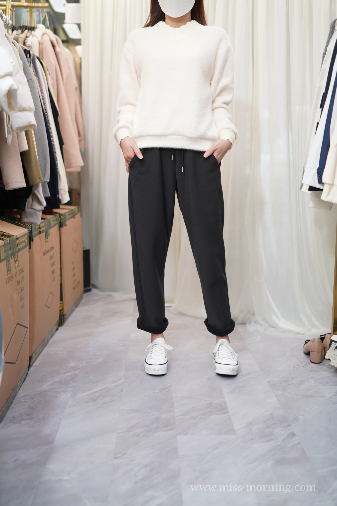 V領款上衣(13595)&絨底收腳褲(33671)