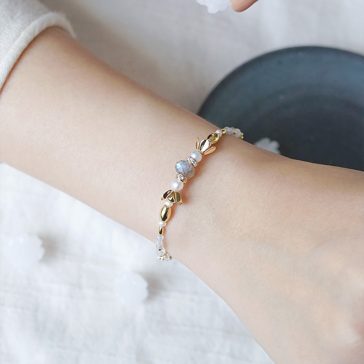 ｜正能量｜茶花和菓子 – 拉長石 – 手鍊