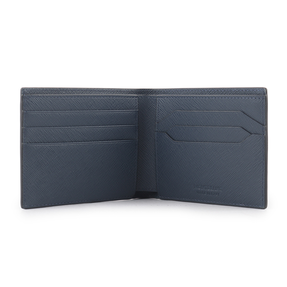 【MONTBLANC 萬寶龍】Sartorial 匠心系列防刮牛皮對開6卡短夾(墨藍色) 131721