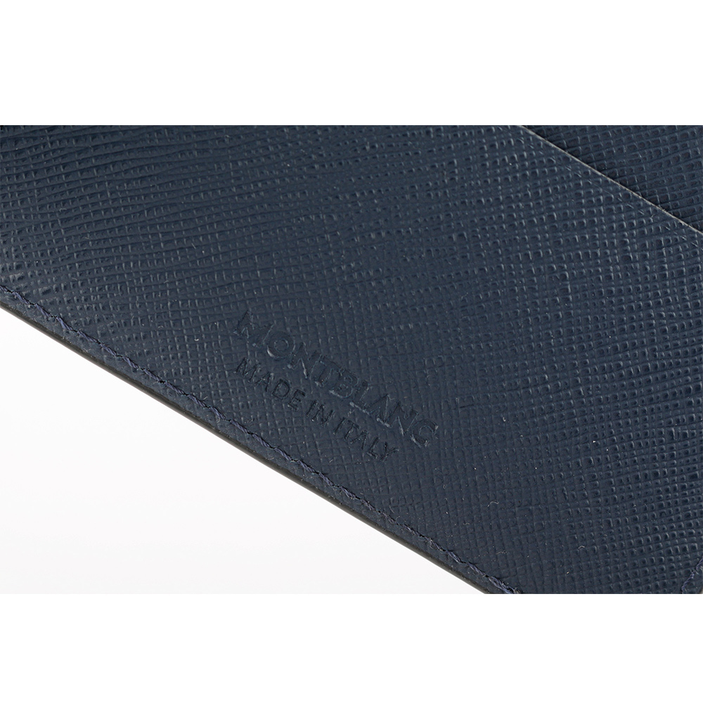 【MONTBLANC 萬寶龍】Sartorial 匠心系列防刮牛皮對開6卡短夾(墨藍色) 131721