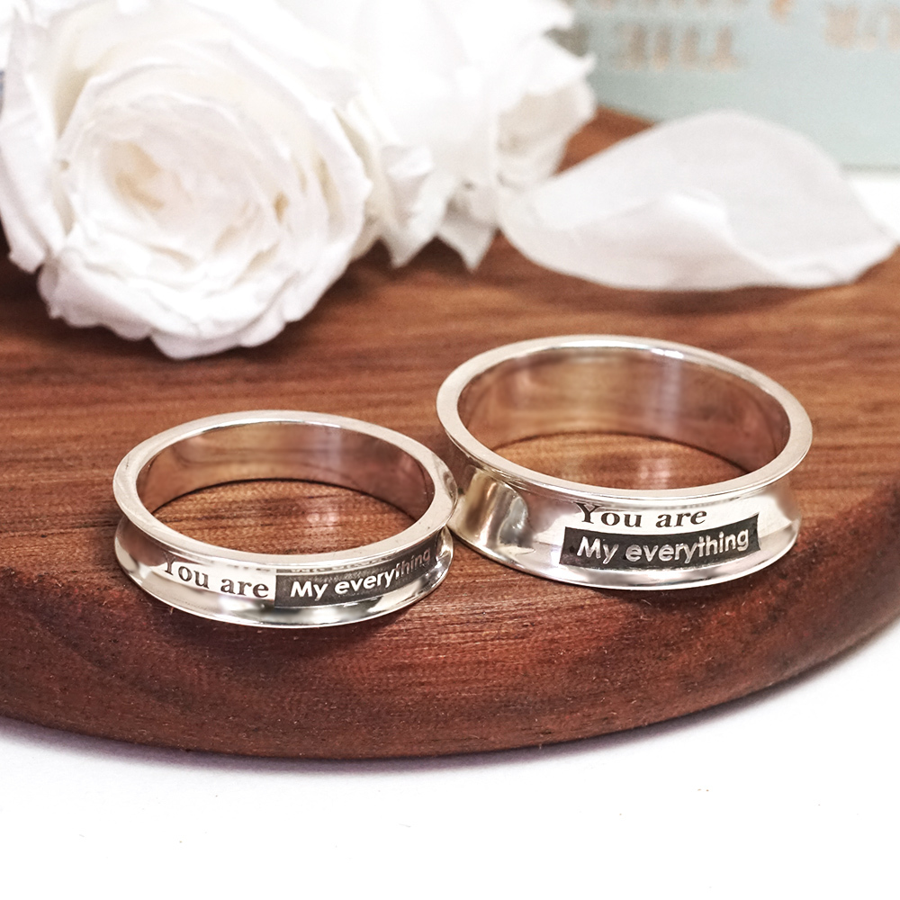 反白設計刻字 內弧銀戒 925純銀刻字訂製 男戒 女戒 中性戒指