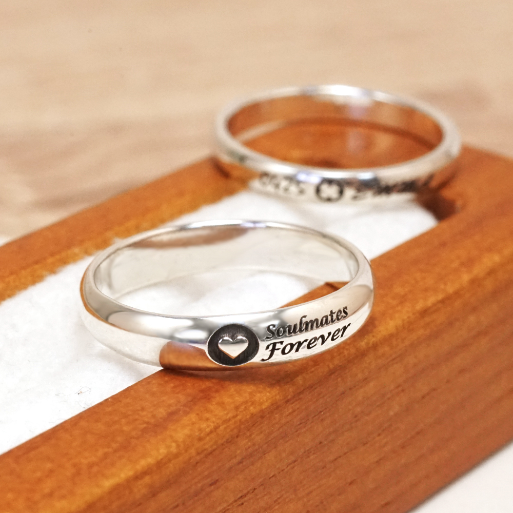 徽紋設計 圓弧銀戒 925純銀刻字訂製 男戒 女戒 中性戒指