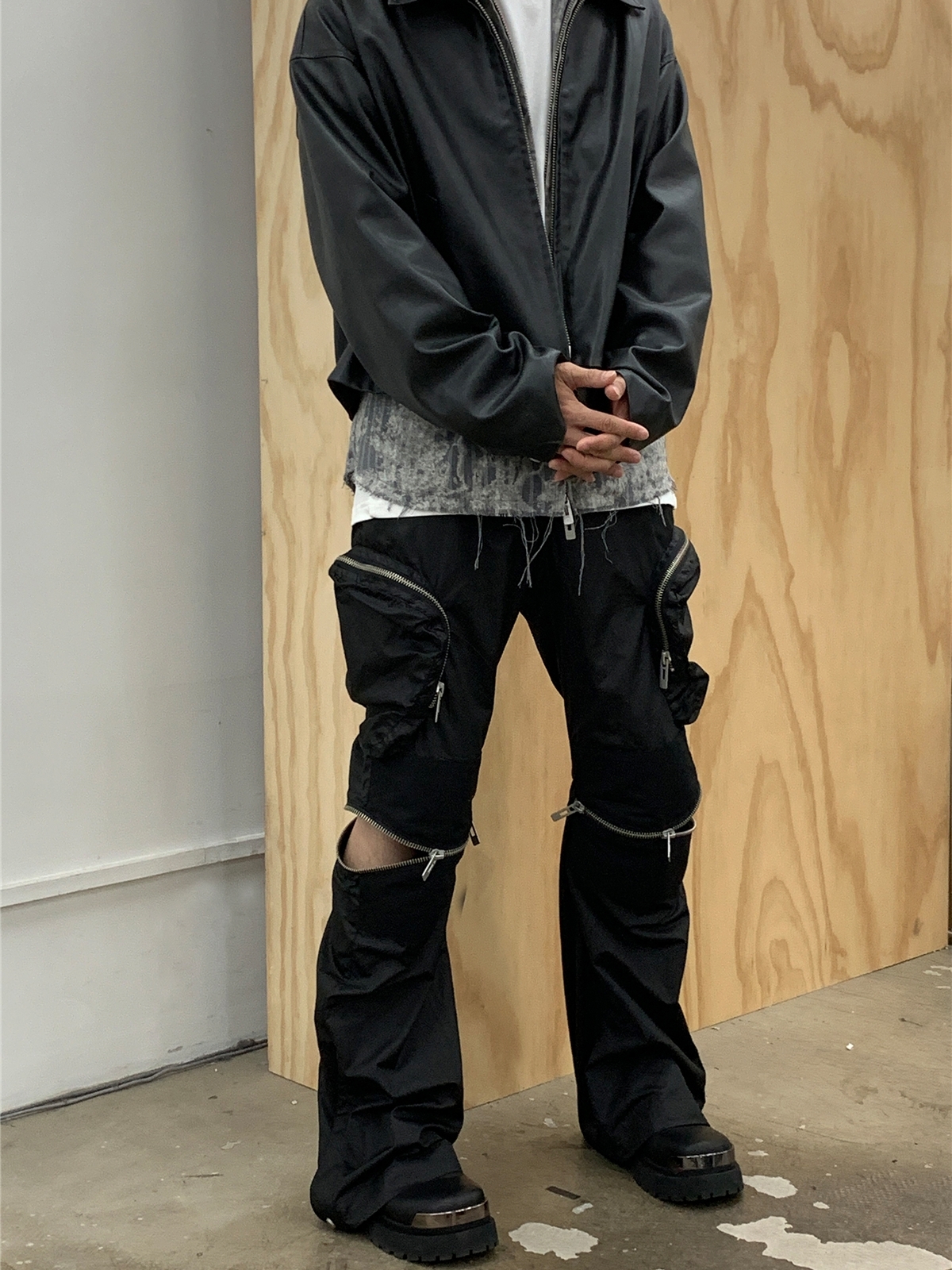 Pupil Travel 暈染皮革短寬Cleanfit廓形極簡皮衣外套