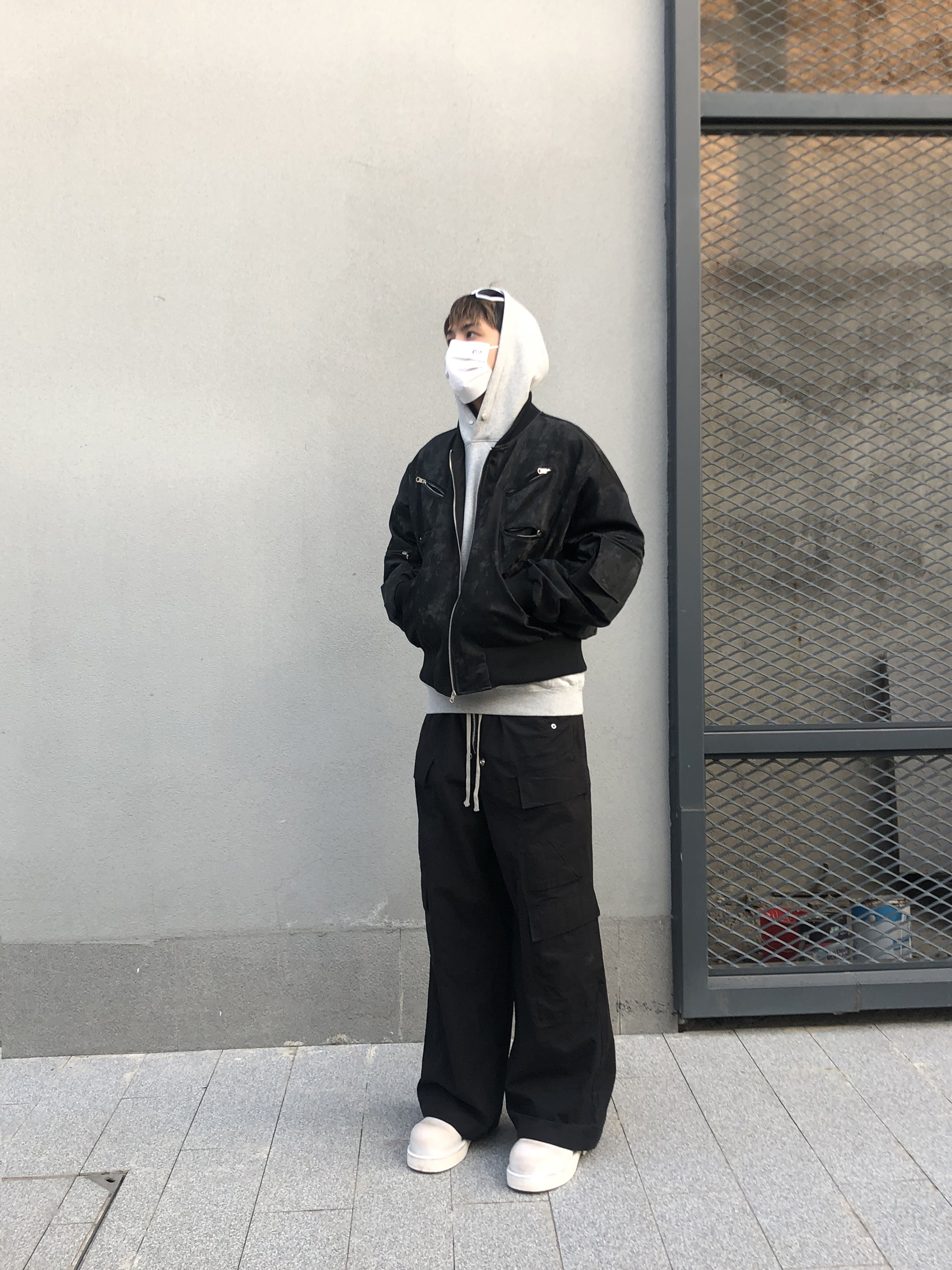 Pupil Travel 拉鍊絲絨皮革輪廓兩穿Bomber皮衣飛行夾克