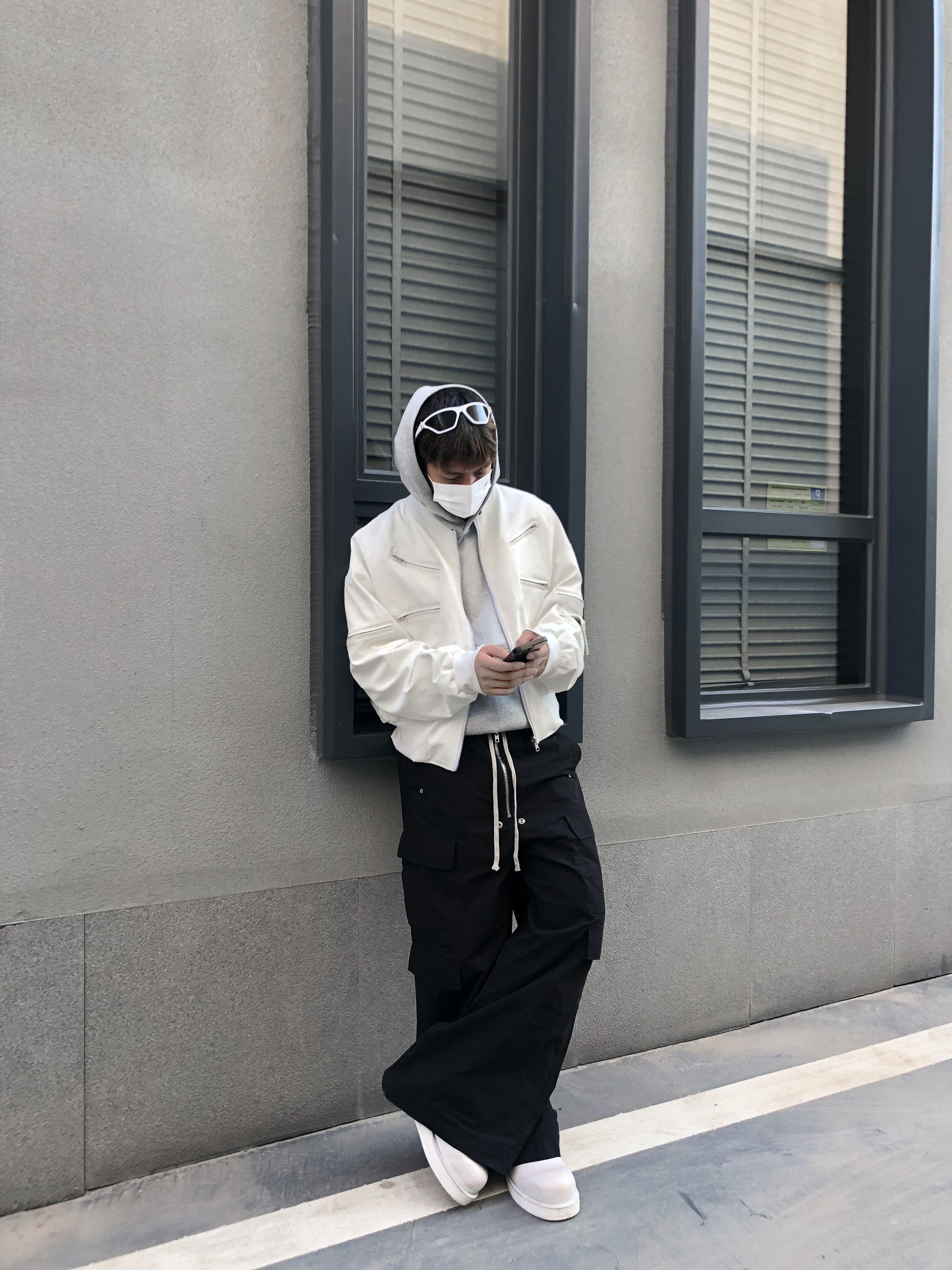 Pupil Travel 拉鍊絲絨皮革輪廓兩穿Bomber皮衣飛行夾克