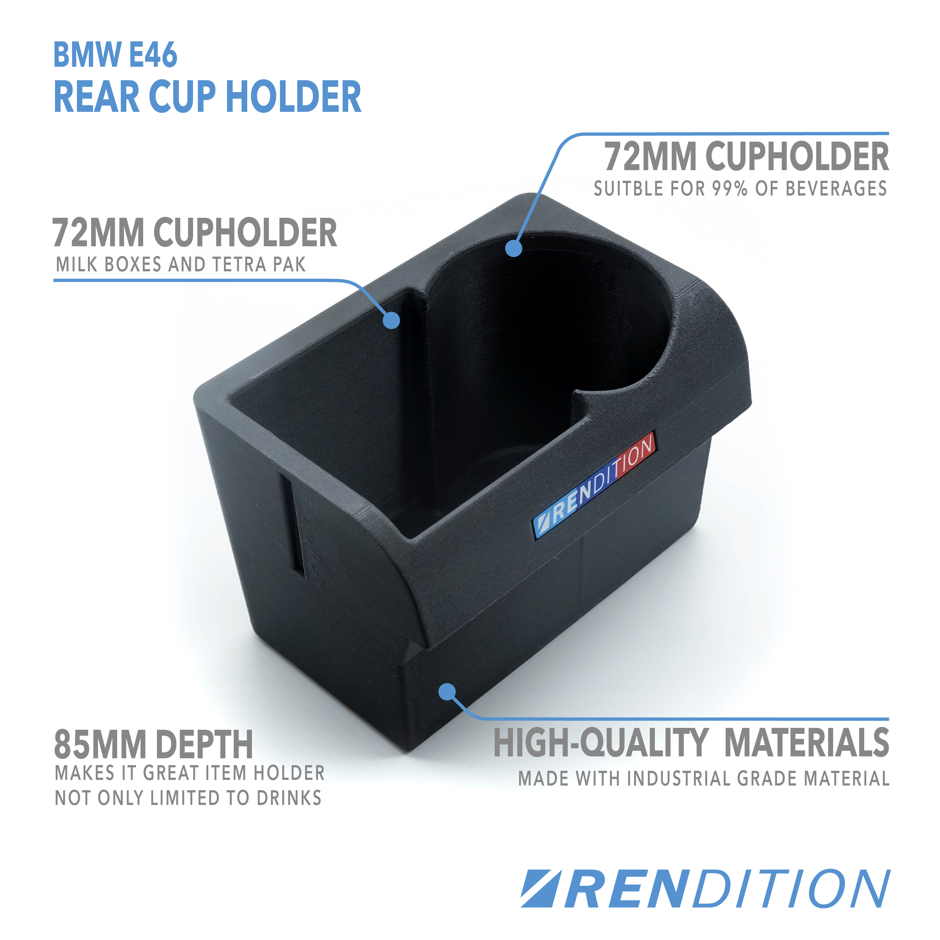 BMW E46 REAR CUP HOLDER V2