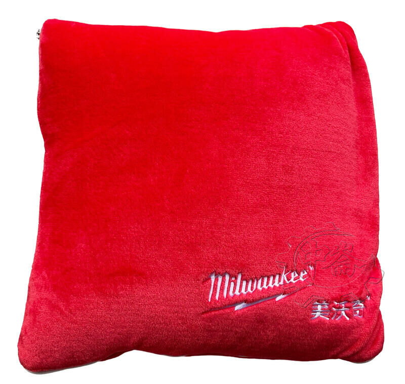 ＊中崙五金【附發票】Milwaukee 美沃奇 全新限量版 兩用毛毯抱枕 毛毯 抱枕 枕頭 折疊被 腰枕 小毯子