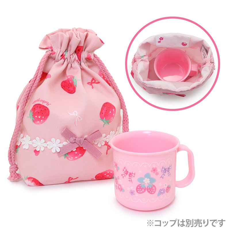 【日本Mother Garden】 野草莓束口杯袋 水彩繪