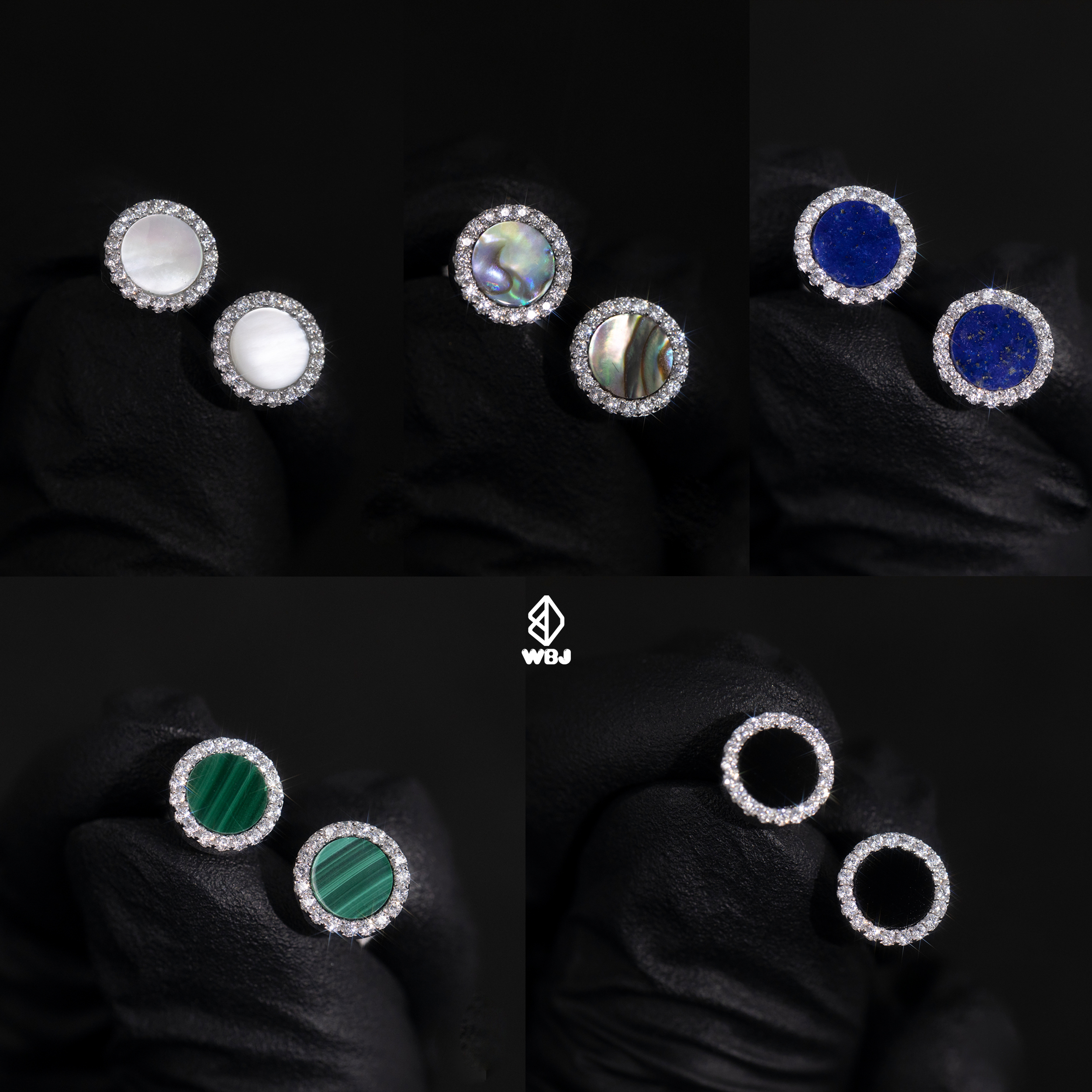 貝殼玉石系列｜ 貝母鑲嵌耳釘 5色