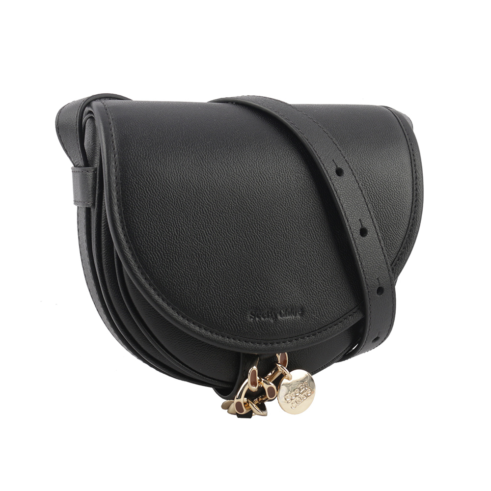 【SEE BY CHLOE】MARA BAG 牛皮小款斜背馬鞍包(黑色) CHS21WSB39388 001