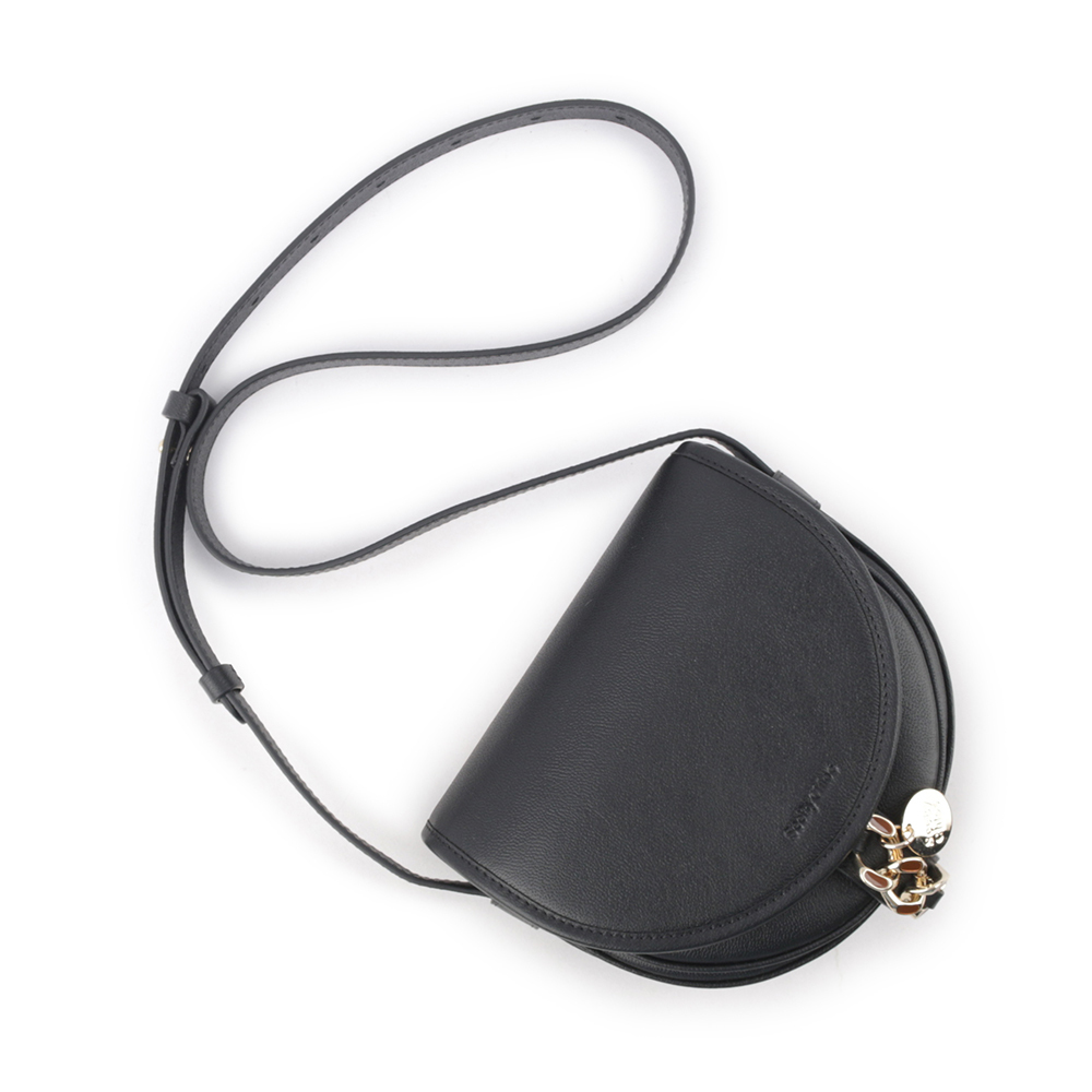 【SEE BY CHLOE】MARA BAG 牛皮小款斜背馬鞍包(黑色) CHS21WSB39388 001
