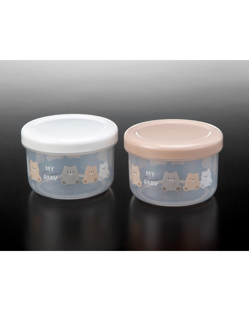 日本 NAKAYA 小熊圖案圓形保鲜盒 300ml (共2色)