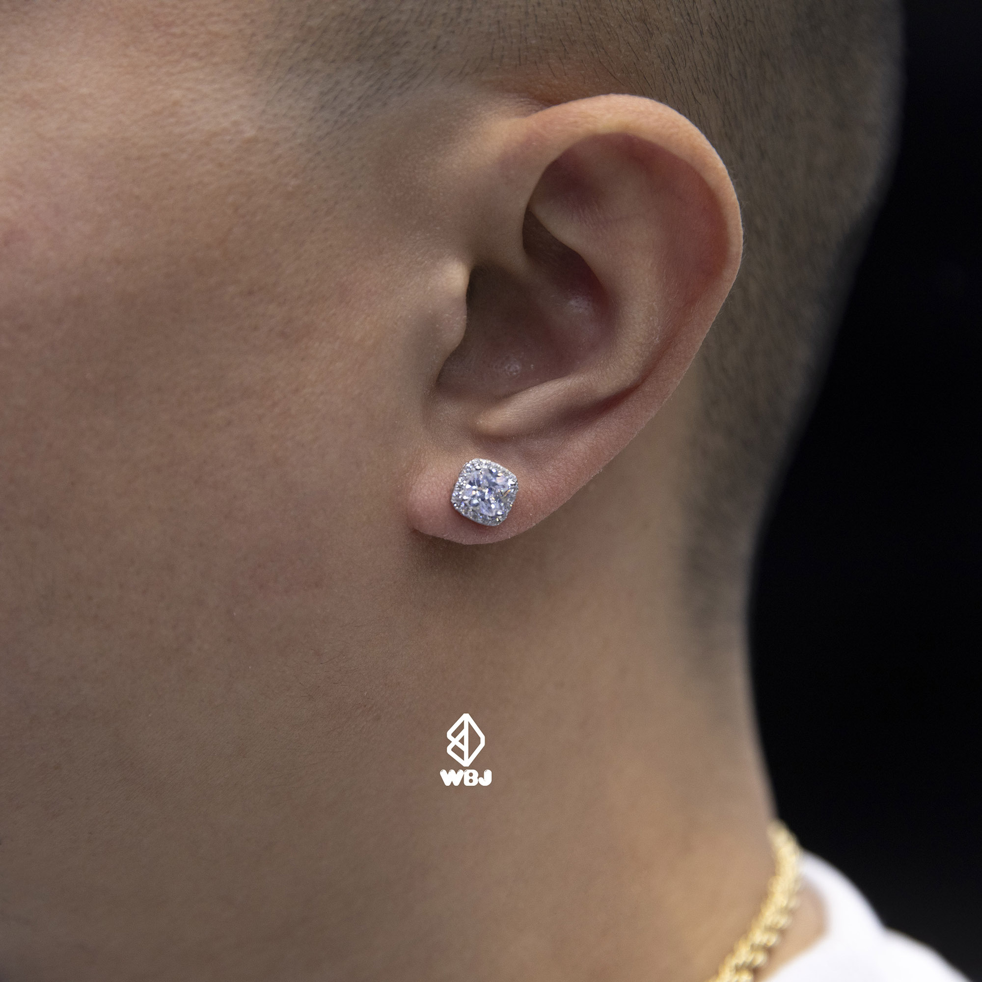 墊型群鑲耳釘 白黃兩色