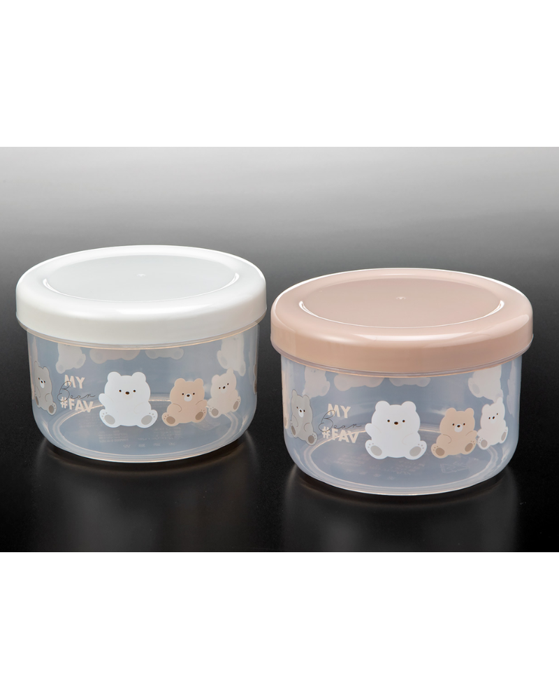 日本 NAKAYA 小熊圖案圓形保鲜盒 460ml (共2色)