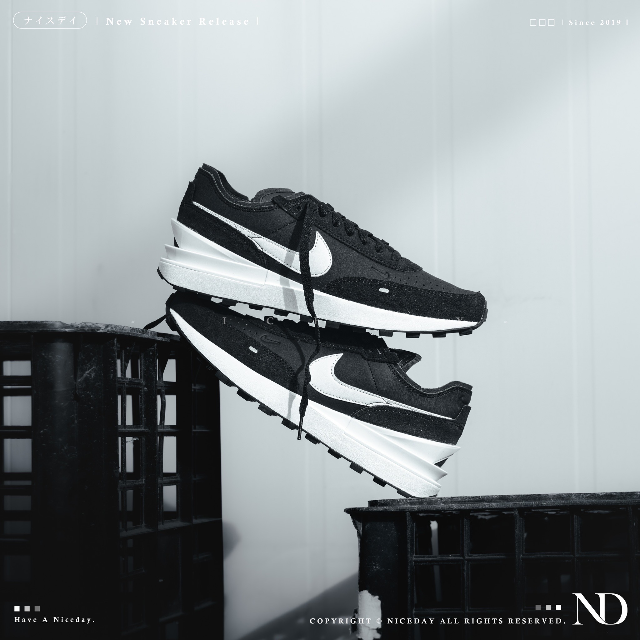 NICEDAY 現貨 Nike Waffle One LTR 男鞋 黑 白 解構 拼接 百搭款 運動鞋 DX9428-001