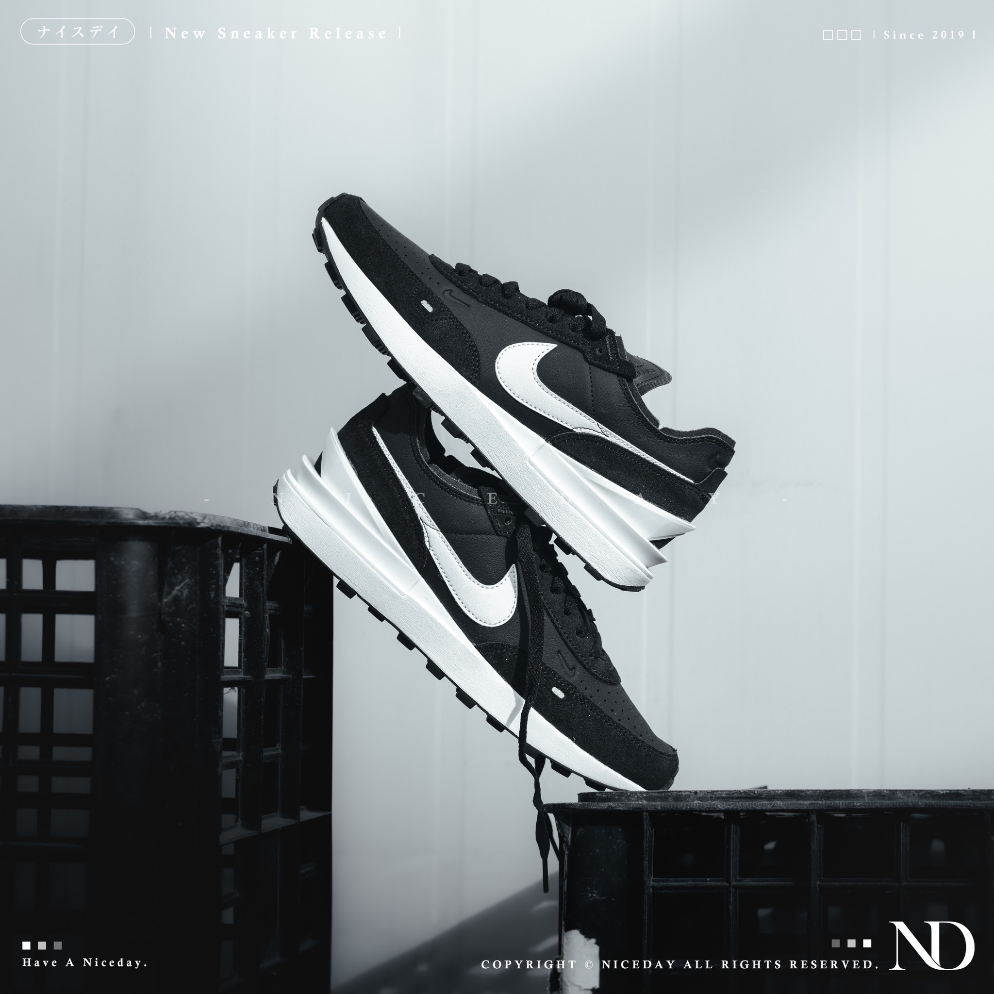 NICEDAY 現貨 Nike Waffle One LTR 男鞋 黑 白 解構 拼接 百搭款 運動鞋 DX9428-001