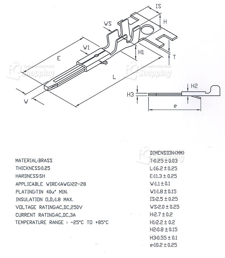 JST NH2.5 公端子 規格
