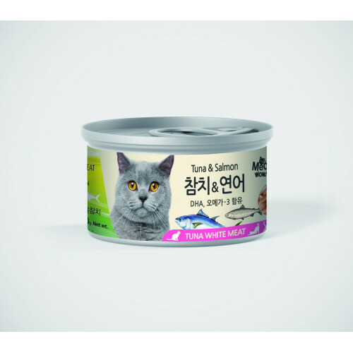 Meowow 韓國高級白吞拿魚加三文魚貓湯罐 (White Tuna Meat & Salmon) 80G