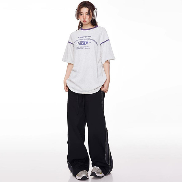 Double zipper casual pants