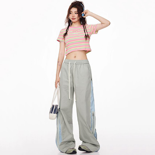 Double zipper casual pants