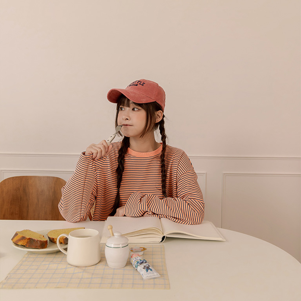 Contrast color horizontal stripe crop top two colors【01110788】in stock+pre-order