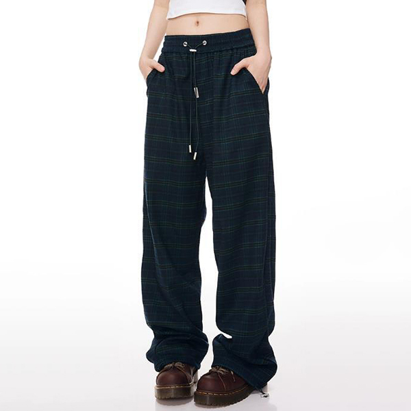 retro casual plaid trousers