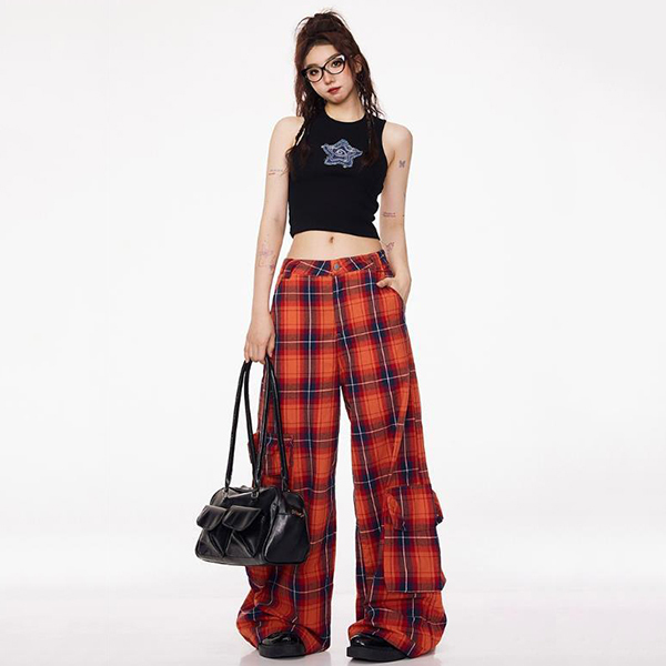 plaid overalls
