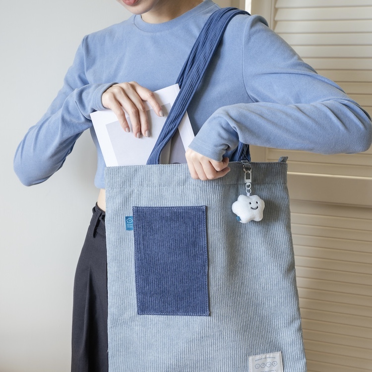 喜怒哀樂 燈芯絨口袋托特包