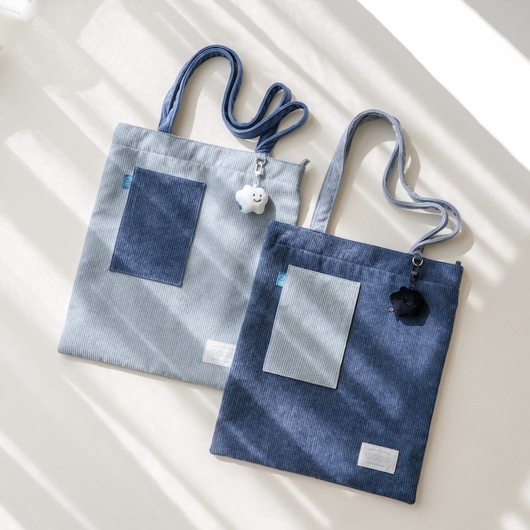 喜怒哀樂 燈芯絨口袋托特包