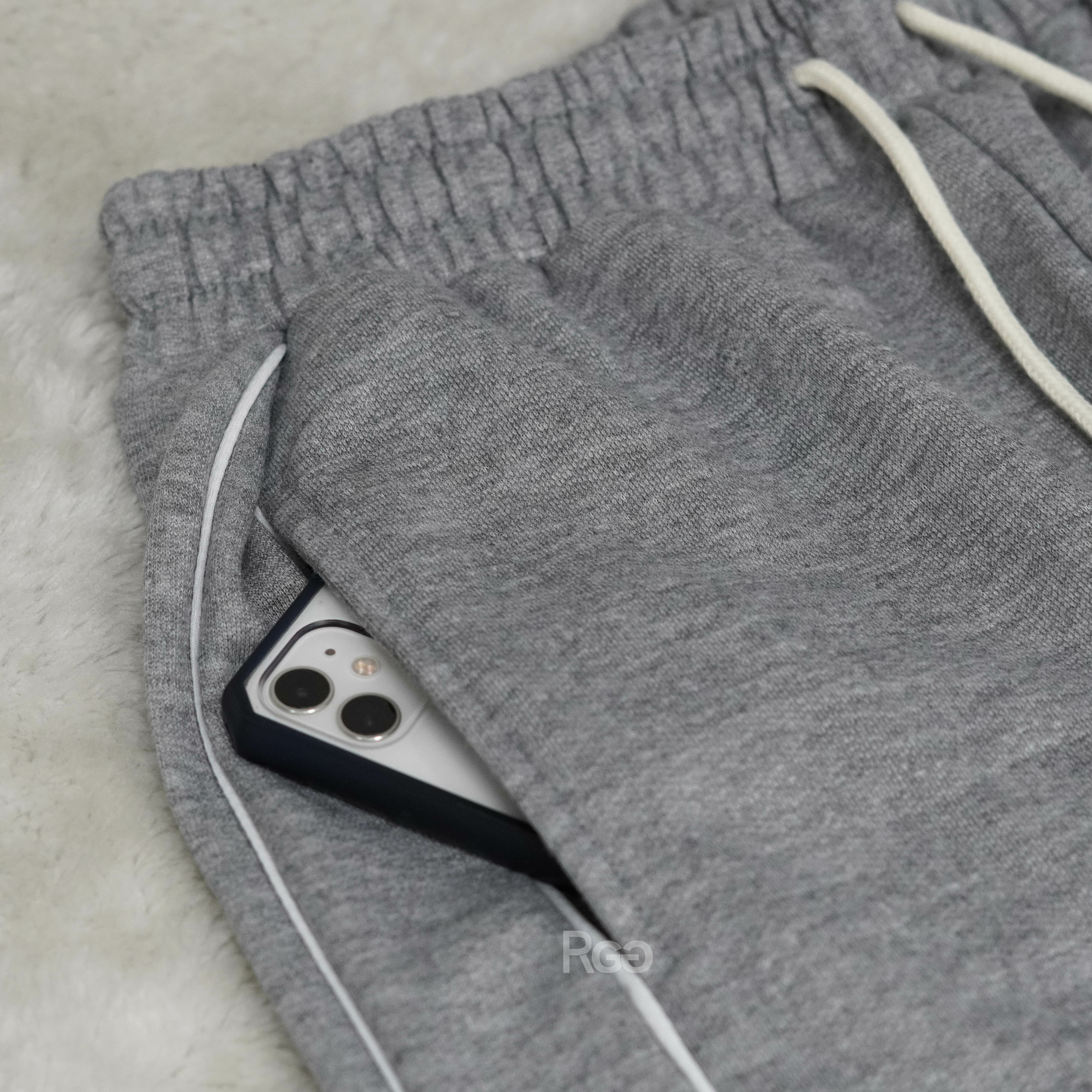 #1716 韓國滾邊條棉長褲側邊口袋細節照