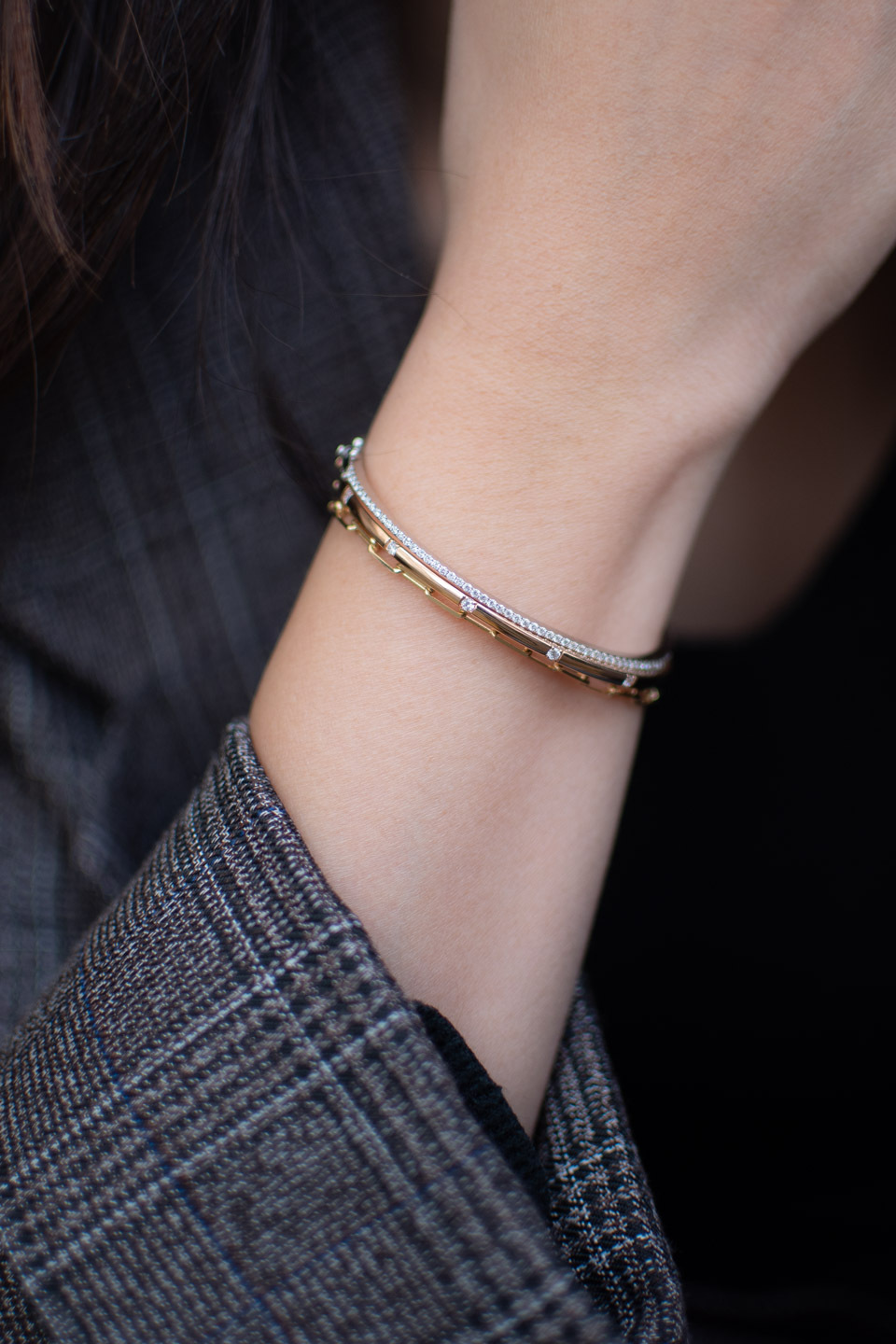 18K Extra Thin Diamond Bangle