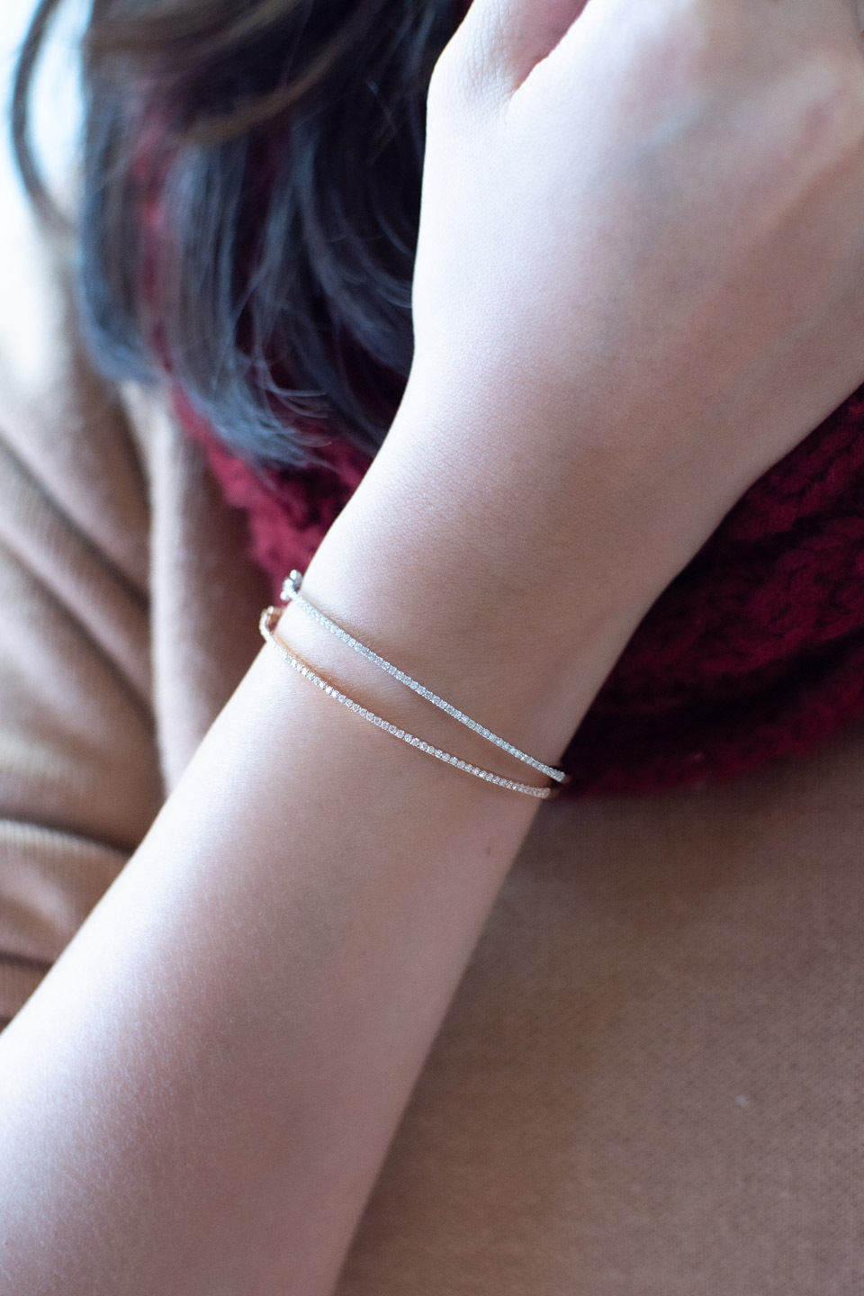 18K Extra Thin Diamond Bangle